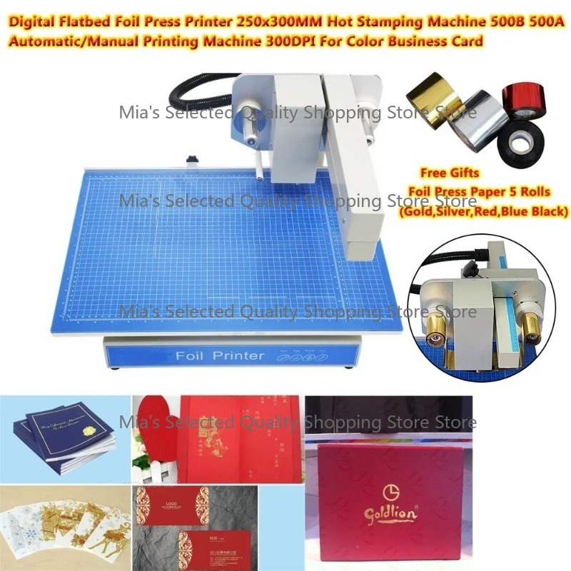 Foil Transfer Machine - 500B 500A 自動/手動熱転写プレス機 デジタルフラットベッド箔エンボスプリンター 2530 5ロール紙オプション付き
