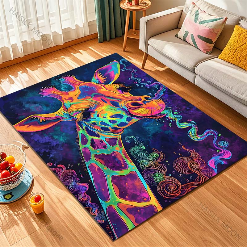 1PC カラフルな芸術的なキリンイメージプリントカーペットラ - Commercial Printing Images のレビューと価格