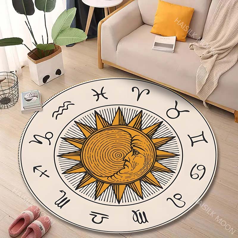 1枚入り 星座図太陽図柄プリントラウンドカーペット リビング - Commercial Printing Images のレビューと価格